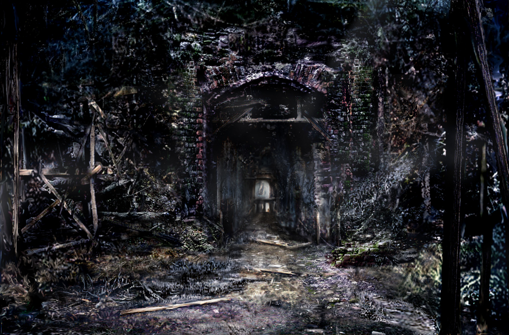 Ужасный сад. Resident Evil 4 концепт арты. Мрачные руины. Мрачное место. Мрачный фон.