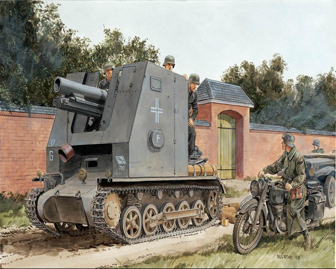 壁紙 戦闘車両 描かれた壁紙 15cm S Ig 33 Sf Pz Kpfw I Aus B 陸軍 ダウンロード 写真