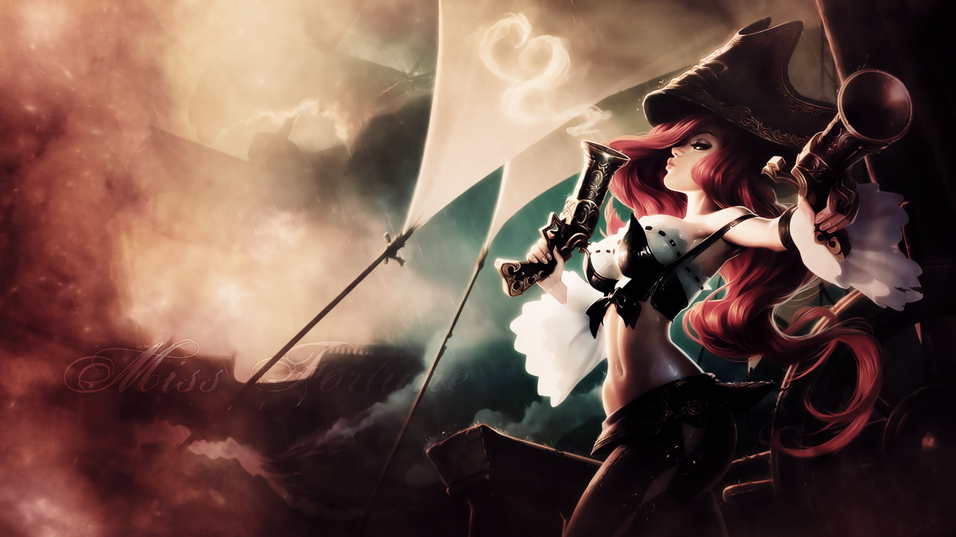 Wallpaper League Of Legends Pistols Redhead Girl Girls 19x1080