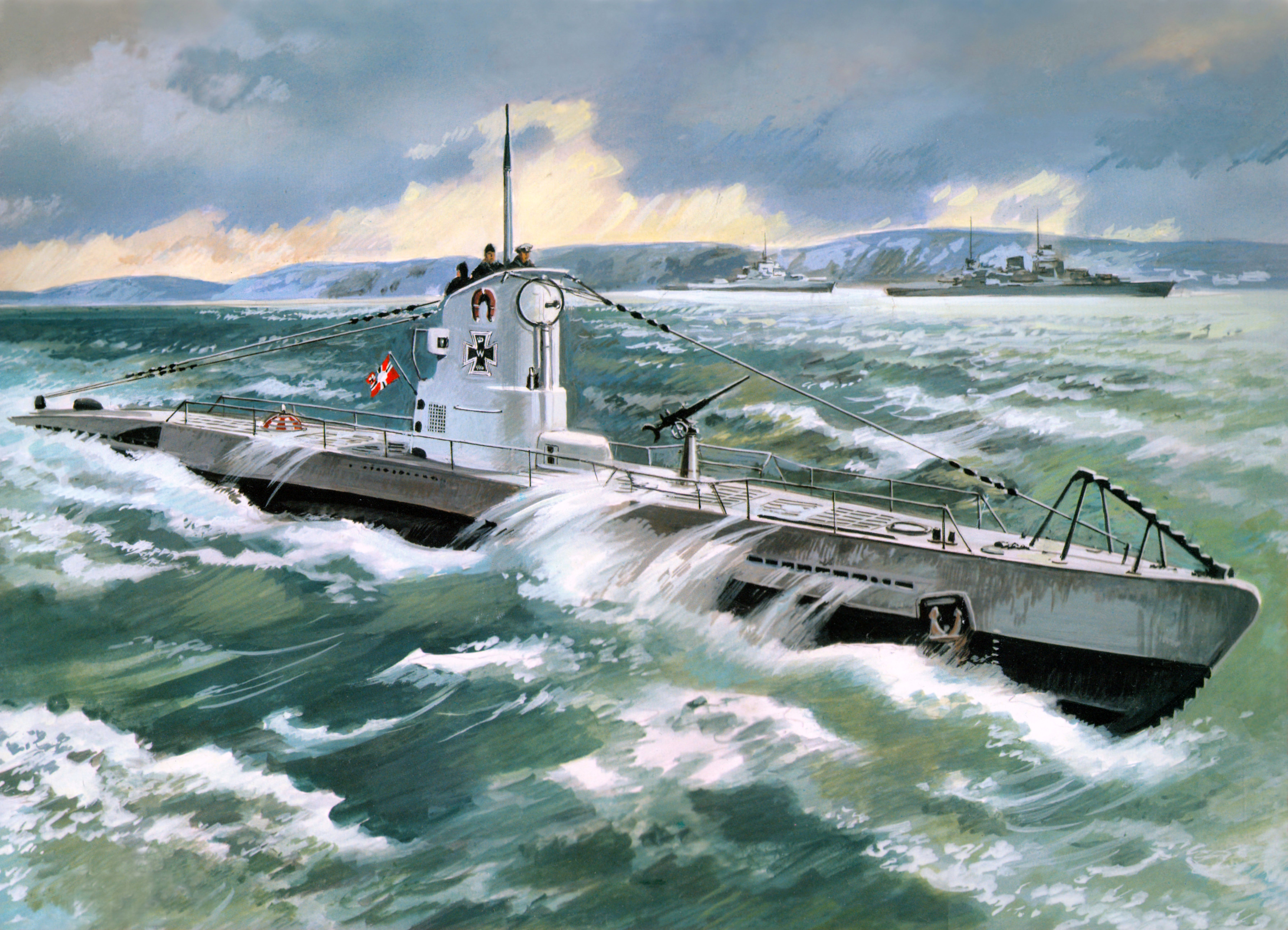 壁紙 7167x5174 描かれた壁紙 潜水艦 U Boat Type 2b 1939 陸軍 ダウンロード 写真