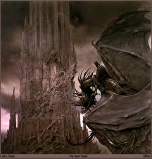 Bakgrunnsbilder John Howe Drager The dark tower Fantasy