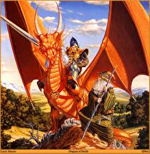 Wallpapers Larry Elmore Dragon Magician Warrior Fantasy