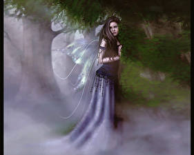 Bakgrundsbilder på skrivbordet Gotisk fantasi Fantasy Unga_kvinnor