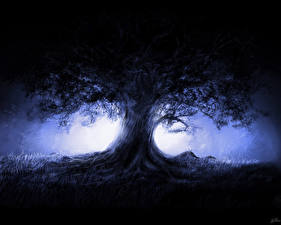 Bakgrundsbilder på skrivbordet Gotisk fantasi Träd Fantasy