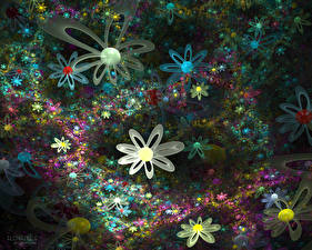 Bakgrundsbilder på skrivbordet 3D grafik Blommor