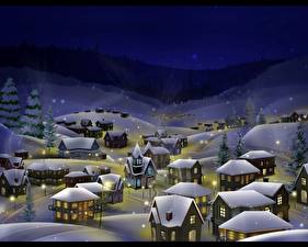 Hintergrundbilder Gebäude Winter Fantasy