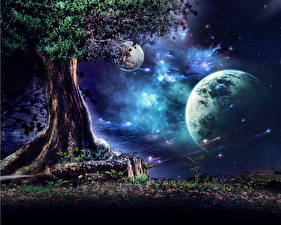 Photo KAGAYA Planets Trees Fantasy