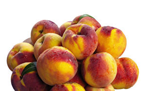 Picture Fruit Peaches Many White background Food