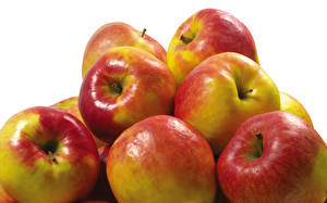 Tapety na pulpit Owoce Jabłka Dużo Na białym tle Jedzenie