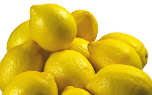 Pictures Fruit Lemons Many White background Food