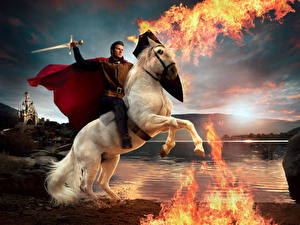Image Fire Horses Warriors Fantasy