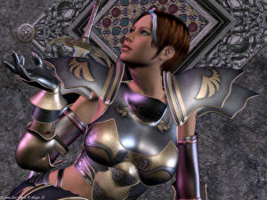 Bakgrunnsbilder Krigere Rustning 3D grafikk Fantasy Unge_kvinner