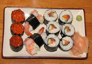 Bureaubladachtergronden Zeevruchten Sushi Voedsel