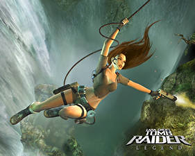 Bureaubladachtergronden Tomb Raider Tomb Raider Legend Springen Lara Croft Computerspellen Jonge_vrouwen