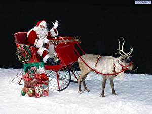 Bakgrunnsbilder Nyttår Helligdager Julenissen Slede