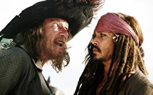 Bureaubladachtergronden Pirates of the Caribbean Johnny Depp Geoffrey Rush Films