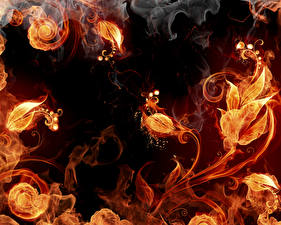 Фото Векторная графика Пламя 3D Графика Цветы