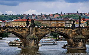 Fonds d'écran Bâtiment République tchèque Ponts Prague Pont Charles Villes