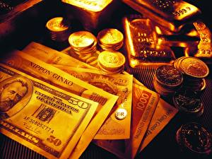 Tapety na pulpit Pieniądz Złoto Banknoty Monety