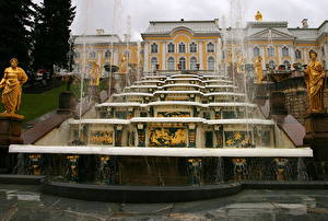 Hintergrundbilder Skulpturen Sankt Petersburg Springbrunnen  Städte