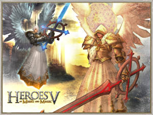 Photo Heroes of Might and Magic Heroes V Angels Warriors Swords Games Fantasy
