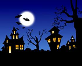 Images Building Bats Gothic Fantasy Silhouette Moon Fantasy