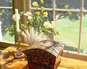 桌面壁纸，，玫瑰，窗，花瓶，