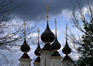 Bureaubladachtergronden Tempel Rusland een stad