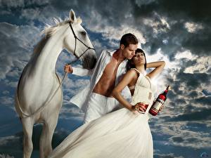 Hintergrundbilder Marke Paare in der Liebe Liebe Pferde Kleid