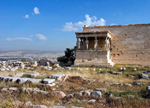 Bakgrundsbilder på skrivbordet Ruinerna Grekland  Städer