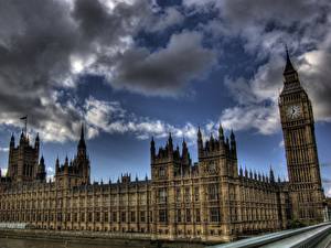 Papel de Parede Desktop Reino Unido Inglaterra Céu Londres Nuvem Big Ben Cidades