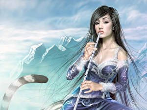 Hintergrundbilder Tang Yuehui Fantasy Mädchens
