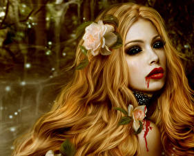 Hintergrundbilder Vampire Fantasy Mädchens