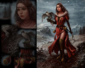Bilder Krieger Bogenschütze Fantasy Mädchens