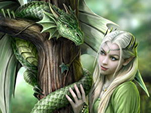 Image Dragon Fantasy Girls