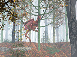 Bakgrunnsbilder Drager Skog Fantasy 3D_grafikk