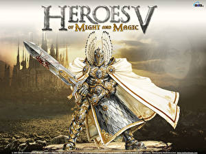 Pictures Heroes of Might and Magic Heroes V Warrior Swords Armor vdeo game Fantasy