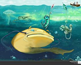 Hintergrundbilder Fische Fischerei Zeichentrickfilm