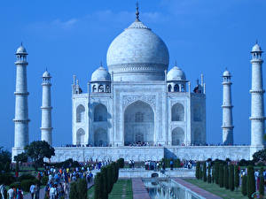 Bakgrunnsbilder India Taj Mahal Moské byen