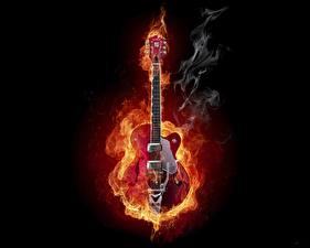 Обои Огонь Гитары