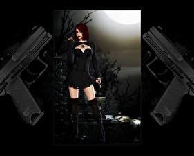 Фотографии Воин Пистолеты 3D Графика Фэнтези Девушки