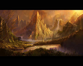 Pictures Fantastic world Mountains Fantasy