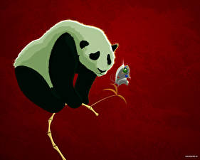 Bureaubladachtergronden Pandabeer 3D graphics