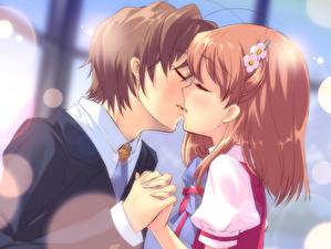 Fonds d'écran S'embrasser Anime