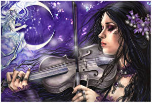 Hintergrundbilder Violine Fantasy Mädchens
