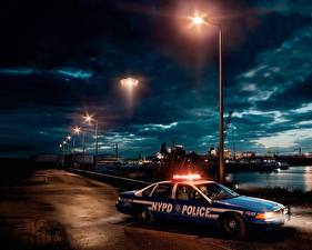 Wallpapers Police Street lights Night auto