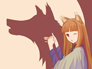 Bakgrundsbilder på skrivbordet Spice and Wolf Vargar Siluett Anime