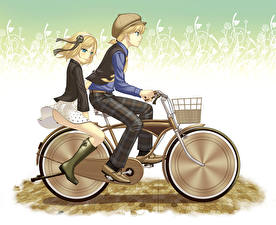 Bakgrunnsbilder Sykkelen Ung mann Anime Unge_kvinner