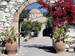 Hintergrundbilder Landschaftsbau Griechenland Moni Thari, Rhodes, Greece Städte