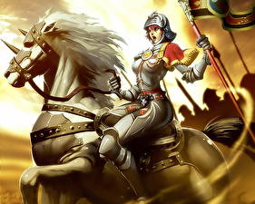 Images Warrior Horses Fantasy Girls